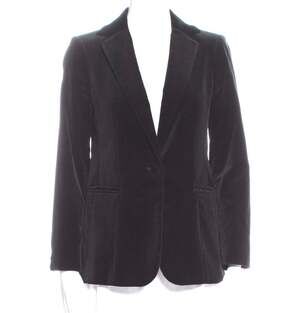 FRAME Black Velvet One-Button Longline Blazer Size 4 Pointed Collar Lined